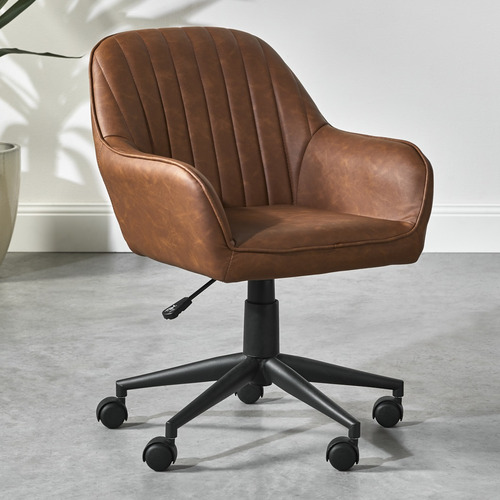 Tan leather best sale office desk chair